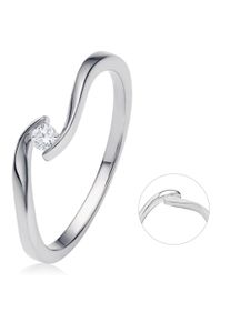ONE ELEMENT Damen Diamantring "0,05 ct Diamant Brillant Spannfassung Ring aus 750 Weißgold", 52, Weißgold 750-Diamanten, silber, Weißgold 750,