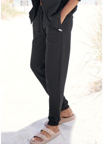 Lascana Damen Sweathose, Gr. 32, schwarz, Sweatware, Obermaterial: 100% Baumwolle, bestickt, unifarben, casual, Hosen, aus organischer Baumwolle,