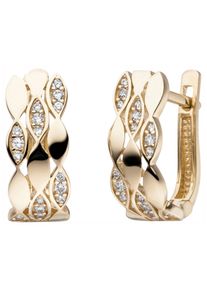 Jobo Damen Paar Creolen, Gelbgold 333, gold, Gelbgold 333, Ohrringe, 333 Gold mit 32 Zirkonia