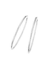 Smart Jewel Damen Paar Creolen "gerieft und diamantiert, Silber 925", Silber 925 (Sterlingsilber), silber, Silber 925 (Sterlingsilber), Ohrringe