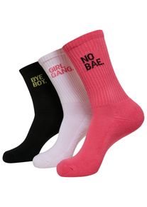 MisterTee Herren Strümpfe "MisterTee Unisex Girl Gang Socks 3-Pack", Gr. 47, pink, Baumwolle, Polyester, Elasthan, Socken