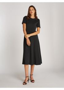 Tommy Hilfiger Damen A-Linien-Kleid "GOLD BTN DRESS", schwarz, casual, Gr. XS, unifarben, Jersey, Obermaterial: 100% Baumwolle, Kleider, mit