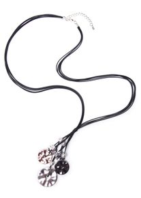 Firetti Damen Kette mit Anhänger "mehrreihig, runde Elemente", Metall-Perlen, L: 90cm, schwarz-weiß, Metall, Perlen, Halsketten, mit Acrylperle