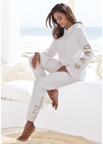 ELBSAND Damen Hoodie, Gr. 32, weiß, Feinstrick, Strick, Obermaterial: 50% Viskose (LENZING), 28% Polyester, 22% Nylon, meliert, casual, Sweatshirts,