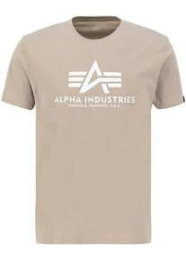 Herren T-Shirt "Basic T-Shirt", beige, modisch, Gr. XXL, Alpha Industries, bedruckt, Single Jersey, Obermaterial: 100% Baumwolle, Shirts