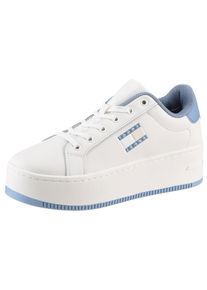 Tommy Jeans Damen Plateausneaker "TJW FLATFORM ESS", Gr. 40, blau, Leder, Lederimitat, Textil, sportlich, Schuhe, Freizeitschuh, Halbschuh,