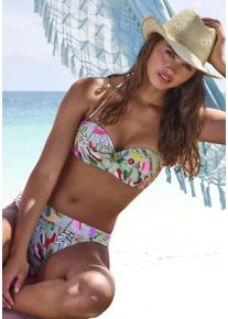 s.Oliver Damen Bügel-Bandeau-Bikini-Top "Herst", grün, Gr. 36, floral, Recycling-Polyamid, Bikini-Oberteile, im floralen Design