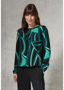 Cecil Damen Langarmbluse, schwarz, casual, Gr. M, bedruckt, Stoff, 100% Viskose, Blusen, aus softer Viskose