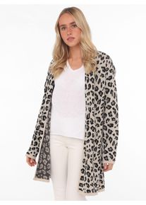 Zwillingsherz Damen Cardigan ""Classic Leo Uni"", beige, modisch, Gr. L, Obermaterial: 50% Baumwolle, 50% Polyacryl, Strickjacken, mit Leo Muster