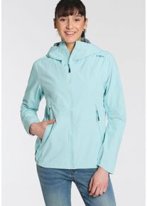 CMP Damen Softshelljacke "WOMAN JACKET FIX HOOD", blau, sportlich, Gr. 48, Softshell, Obermaterial: 100% Polyester, Jacken