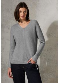 Cecil Damen Strickpullover, grau, casual, Gr. M, unifarben, Web, 60% Baumwolle, 40% Viskose, Pullover, mit V-Ausschnitt