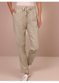 Damen Jogger Pants, beige, Gr. 19, CREATION L PREMIUM, unifarben, 55% Leinen, 42% Viskose, 3% Elasthan, Hosen