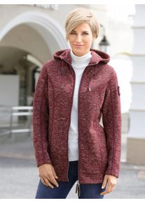 Casual Looks Damen Kapuzenfleecejacke, rot, Gr. 48, meliert, unifarben, 100% Polyester, Jacken