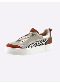 Heine Damen Sneaker, Gr. 38, bunt, Leder, Veloursleder, Glattleder, modisch, Schuhe