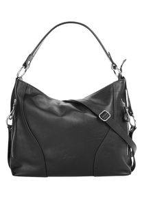 Samantha Look Damen Henkeltasche, schwarz, Leder, glänzend, Taschen, echt Leder, Made in Italy