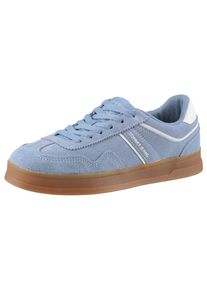 Tommy Jeans Damen Plateausneaker "THE GREENWICH SUEDE", Gr. 36, blau, Veloursleder, Lederimitat, sportlich, Schuhe, Freizeitschuh, Halbschuh,