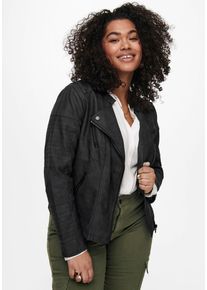 Only CARMAKOMA Damen Lederimitatjacke "CARAVANA FAUX LEATHER BIKER OTW", schwarz, modisch, Gr. 48, Web, Obermaterial: 100% Viskose. Futter: 100%