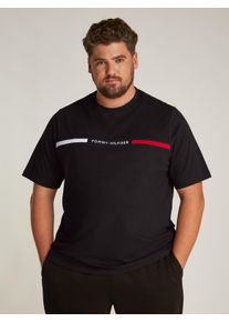 Tommy Hilfiger Big & Tall Herren Rundhalsshirt "BT-HILFIGER CHEST INSERT TEE-B", schwarz, casual, Gr. XXL, TOMMY HILFIGER BIG & TALL, unifarben, Single Jersey, Obermaterial:
