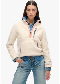 Superdry Damen Fleecepullover "OUTDOOR HALF ZIP FLEECE", beige, casual, Gr. XL, unifarben, Fleece, Obermaterial: 100% Polyester, Sweatshirts