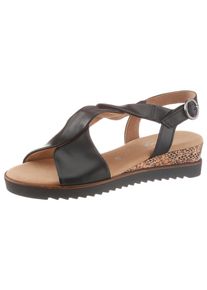 Gabor Damen Riemchensandale "GENUA", Gr. 38, schwarz, Leder, unifarben, klassisch, Schuhe, Sommerschuh, Sandalette, Keilabsatz, G-Weite