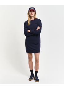 Gant Damen Sweatkleid "SHIELD C-NECK SWEAT DRESS", blau, casual, Gr. S, angeraute Sweatware, Obermaterial: 87% Baumwolle, 13% Polyester, Kleider,