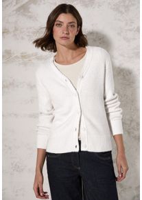 Cecil Damen Cardigan, weiß, casual, Gr. XXL, unifarben, Web, 68% Baumwolle, 32% Polyester, Strickjacken, mit V-Ausschnitt