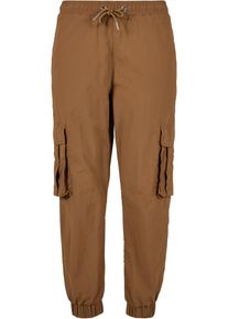 Urban Classics Damen Cargohose "Urban Classics Damen Ladies High Waist Crinkle Nylon Cargo Pants", braun, Gr. XS, unifarben, 100% Polyamid, Hosen