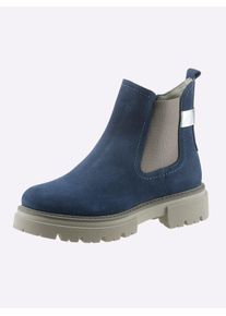 Heine Damen Stiefelette, Gr. 38, blau, Leder, Veloursleder, modisch, Schuhe