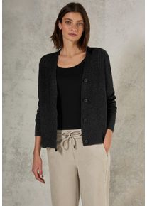 Cecil Damen Cardigan, schwarz, casual, Gr. XXL, unifarben, Web, 37% Baumwolle, 34% Polyacryl, 26% Polyester, 3% Elasthan, Strickjacken, mit