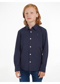 Tommy Hilfiger Jungen Langarmhemd "SOLID STRETCH POPLIN SHIRT L/S", blau, klassisch, Gr. 7, Obermaterial: 98% Baumwolle, 2% Elasthan, Hemden, Kinder