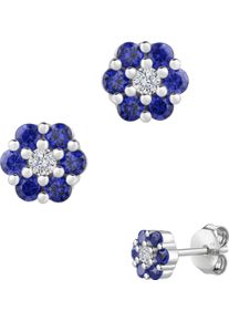 Firetti Damen Paar Ohrstecker "Schmuck Geschenk Silber 925 Ohrschmuck Ohrringe Blume", Silber 925 (Sterlingsilber), blau, Silber 925