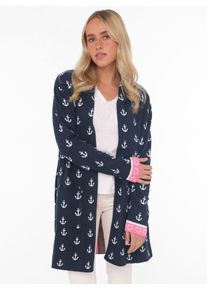 Zwillingsherz Damen Cardigan ""Anker & Strandglück"", blau, modisch, Gr. S, Obermaterial: 50% Baumwolle, 50% Polyacryl, Strickjacken, mit
