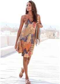 Buffalo Damen Strandkleid, bunt, casual, Gr. 46, bedruckt, animal-print, Jersey, Obermaterial: 100% Viskose, Kleider, mit Animaldruck, kurzes