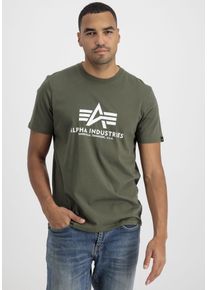 Herren T-Shirt "Basic T-Shirt", grün, modisch, Gr. S, Alpha Industries, bedruckt, Single Jersey, Obermaterial: 100% Baumwolle, Shirts