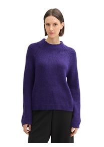 Tom Tailor Damen Strickpullover, lila, casual, Gr. L, unifarben, Strick, Obermaterial: 59% Polyacryl, 26% Polyamid, 15% Wolle, Pullover, mit