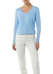 comma, COMMA Damen V-Ausschnitt-Pullover, blau, Gr. 44, unifarben, Feinstrick, Obermaterial: 80% Viskose, 20% Polyamid, Pullover, in Feinstrick-Qualität