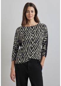 Street One Damen Print-Shirt, schwarz, casual, Gr. 36, bedruckt, Stoff, 95% Viskose, 5% Elasthan, Shirts, mit U-Boot-Ausschnitt