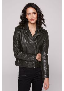 SOCCX Damen Lederjacke, schwarz, casual, Gr. M, unifarben, Material: 100% Leder, Futter Rumpf: 100% Baumwolle, Futter Ärmel: 100% Polyester, Jacken,