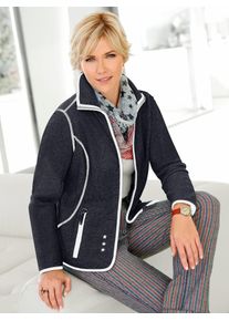Casual Looks Damen Fleecejacke, blau, Gr. 50, unifarben, gemustert, 100% Polyester, Jacken