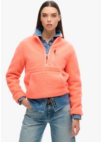 Superdry Damen Fleecepullover "OUTDOOR HALF ZIP FLEECE", rot, casual, Gr. XL, unifarben, Fleece, Obermaterial: 100% Polyester, Sweatshirts