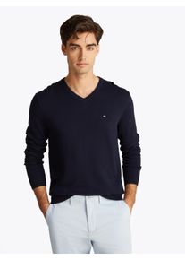 Tommy Hilfiger Herren Strickpullover "ESSENTIAL COTTON V NECK", blau, casual, Gr. XXXL, Strick, Obermaterial: 100% Baumwolle, Pullover