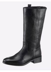 Heine Damen Stiefel, Gr. 38, schwarz, Leder, Glattleder, Rindsleder, modisch, Schuhe