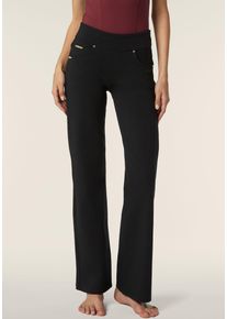 Freddy Damen Leggings "NOW WIDE LEG YOGA", schwarz, casual, Gr. XL, Web, Obermaterial: 81% Baumwolle, 19% Elasthan, Hosen, mit Lifting & Shaping