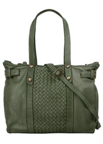 Samantha Look Damen Shopper, grün, Leder, vintage, Taschen, echt Leder, Made in Italy