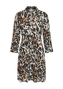 Y.A.S Damen Hemdblusenkleid "YASSAVANNA 3/4 SHORT SHIRT DRESS S. NOOS", schwarz, modisch, Gr. XL, animal-print, Web, Obermaterial: 100% Viskose,