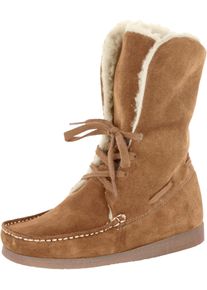 Heine Damen Schnürstiefelette, Gr. 39, braun, Leder, Veloursleder, modisch, Schuhe