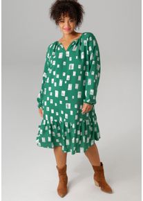 ANISTON PLUS Damen Sommerkleid, grün, casual, Gr. 46, bedruckt, gemustert, Web, Obermaterial: 100% Viskose, Kleider, mit interessantem Muster - NEUE