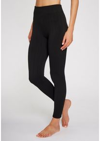 Lavana Damen Strickstrumpfleggings, Gr. S, schwarz, Obermaterial: 95% Polyester, 5% Elasthan, Zopfmuster, unifarben, Strumpfhosen, mit Zopfmuster und