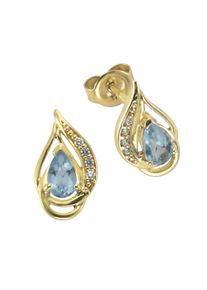 Vivance Damen Paar Ohrstecker "375/- Gelbgold mit Blautopas/Zirkonia", ONE-SIZE, Gold, gelb, Gold, Ohrringe