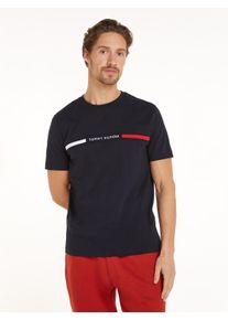 Tommy Hilfiger Herren T-Shirt "HILFIGER CHEST INSERT TEE", blau, casual, Gr. L, Single Jersey, Obermaterial: 100% Baumwolle, Shirts